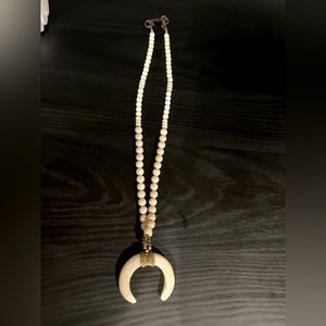 Audrey Allman long beaded horn necklace